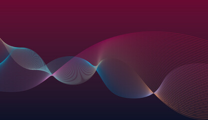 Abstract gradient pink purple glowing colorful background colorful line waves on illustration design.