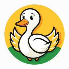 Fototapeta premium Duck animal cartoon character design for animation. ducks in different poses on minimalist head logo, Icon, element. Vector illustration