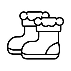 Winter boots vector icon illustration, snow boots outline graphic design for holiday season and cold weather 