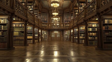 Fototapeta premium Grandiose Antique Library: A Haven of Knowledge and History