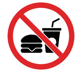 No Eating or Drinking Allowed Sign - Red Prohibition Symbol with Food and Drink PNG no background