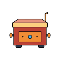 A dusty music box on a shelf