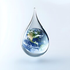 Earth in a Water Droplet Symbolizing Climate Change and Sustainability