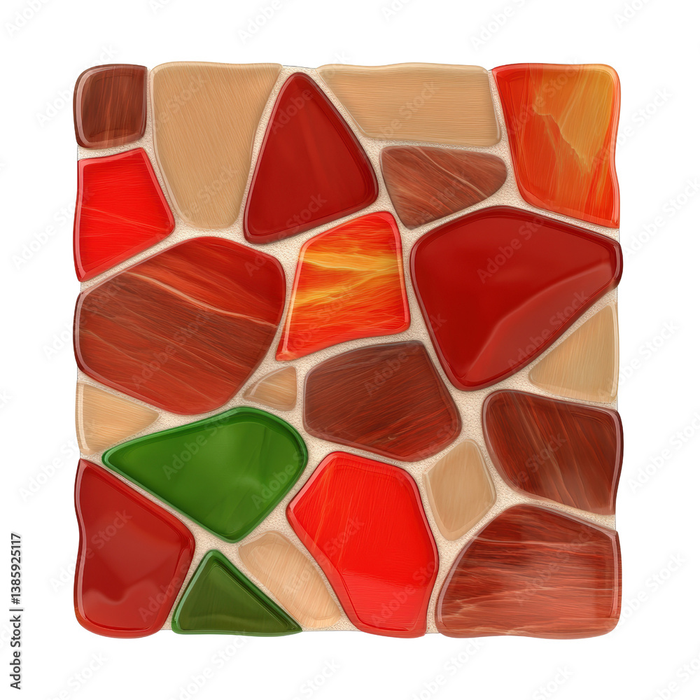 Poster colorful glass mosaic artwork creating intricate patterns and designs in a bright and artistic displ