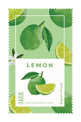 Lemon packaging design templates, watercolour style vector illustration.	