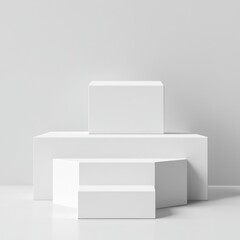 Minimalist White Product Display Podium Platform Stage for Showcase Presentation with Clean Background