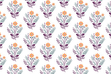 Fototapeta premium seamless floral arrangement pattern with garden-inspired stems, nature foliage, and plant motifs for textile surface and gift wrap