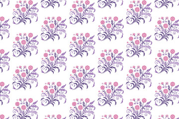 Obraz premium seamless background pattern with detailed botanical florals and garden foliage ideal for wrapping and fashion prints