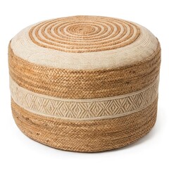 Stylish round woven pouf, perfect for home decor, providing ample seating and a rustic touch to any...