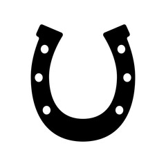 Horseshoe Icon – Black Silhouette Vector of Lucky U-Shaped Iron Symbol