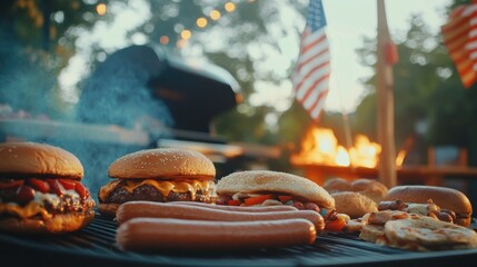 Independence Day Barbecue: Hot Dogs and Burgers on the Grill Celebration