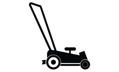 Grass cutting lawn mower silhouette