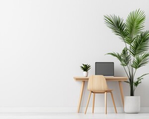 Minimalist coworking space with neutral tones and a clean, distractionfree layout