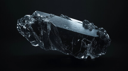 Floating obsidian fragment glowing faintly black bac