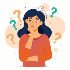 girl thinking vector illustration