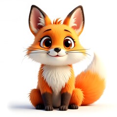 Obraz premium Cute Cartoon Fox Illustration with Big Eyes and Fluffy Tail