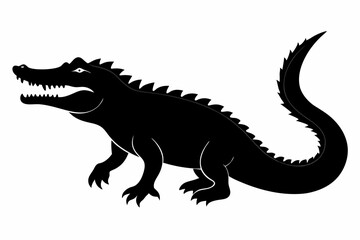 crocodile sihouette black vector