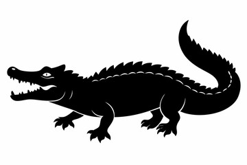 crocodile sihouette black vector