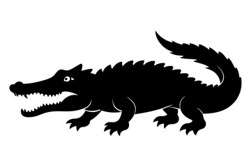crocodile sihouette black vector