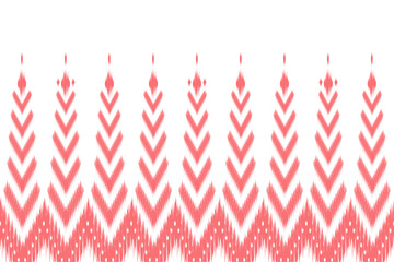 Coral pink ikat vector with chevron tribal shapes. Perfect for boho prints, ethnic decor, and feminine packaging.