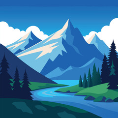 Fototapeta premium A breathtaking-animated-mountain-landscape-inspire 