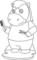 Horse Hairdresser Scissors Comb Animal Vector Graphic Art Illustration