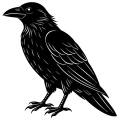 Fototapeta premium Printable raven vector in cartoon, clipart, and line art style for digital design projects.
