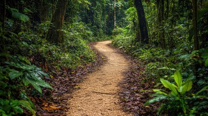 Obraz premium Serene Jungle Path: A Tranquil Journey Through Lush Greenery