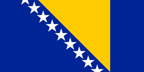 Vector flag of Bosnia and Herzegovina, a Balkan country in Southeastern Europe. Accurate dimensions and official colors. This file is suitable for digital editing and printing of any size.