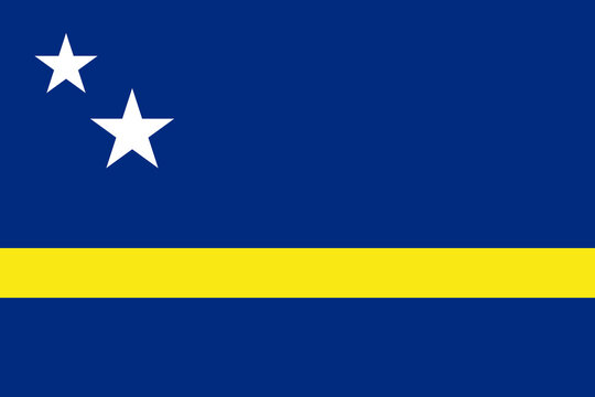 Vector flag of Cura&ccedil;ao, a country in Caribbean. Accurate dimensions and official colors. This file is suitable for digital editing and printing of any size.