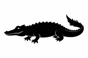 Obraz premium crocodile sihouette black vector