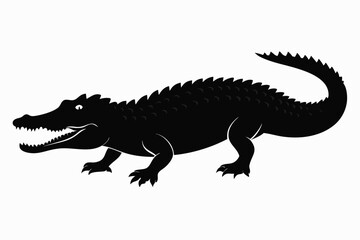 crocodile sihouette black vector
