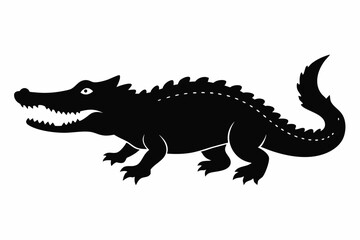 crocodile sihouette black vector