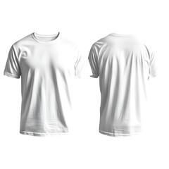 Fototapeta premium A front and back view of a blank white t shirt on a black background for design mockups and templates