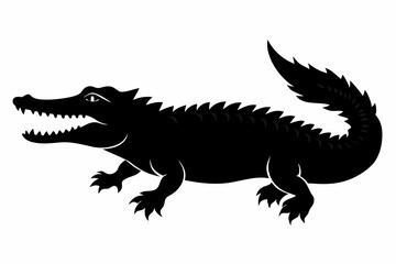 crocodile sihouette black vector