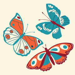 Butterflies silhouette black background on white Background, Monarch Butterfly Isolated