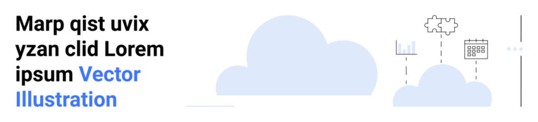 Clouds with charts, data flow, and graphic elements representing cloud computing, storage, analytics, and connectivity. Ideal for technology, data, innovation business IT services and simple