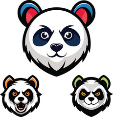 Obraz premium Panda face logo vector illustration 