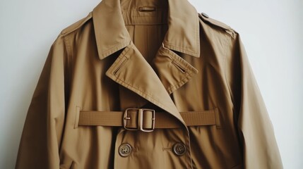 A stylish oversized trench coat with a belt, on a white background