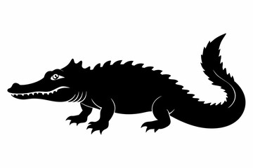 crocodile sihouette black vector