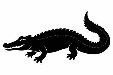 crocodile sihouette black vector