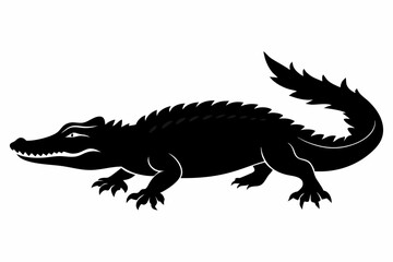 crocodile sihouette black vector