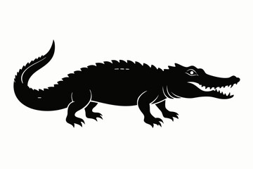crocodile sihouette black vector