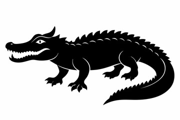 crocodile sihouette black vector