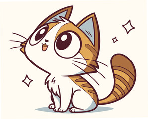 Fototapeta premium Cute chibi kitten gazing with wonder against a light background 