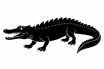 crocodile sihouette black vector
