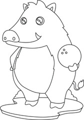 Boar Bowling Bowling ball Animal Vector Graphic Art Illustration