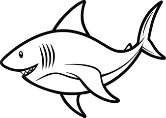 Shark Line art Design with white background