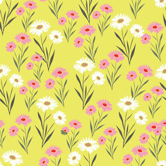 Modern colorful tropical floral pattern. Cute botanical abstract contemporary seamless pattern. Hand drawn unique print
