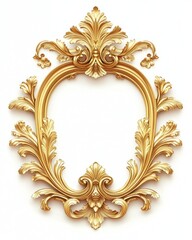 Ornate golden frame with intricate floral details on a clean white background for elegant design projects